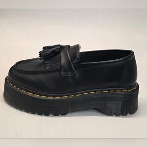 New Dr. Martens Adrian Quad Black Platform Shoes Yellow Stitch Women Size 8